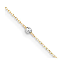 Load image into Gallery viewer, 14k Two-tone Mirror Bead 9in Plus 1in ext. Anklet
