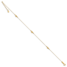 Load image into Gallery viewer, 14k Polished Diamond-cut Triple Puffed Hearts 9in Plus 1in. Ext. Anklet