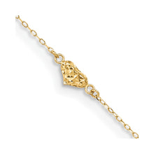 Load image into Gallery viewer, 14k Polished Diamond-cut Triple Puffed Hearts 9in Plus 1in. Ext. Anklet