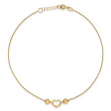 Load image into Gallery viewer, 14k Polished Heart with 10in Plus .75in ext. Anklet