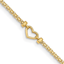 Cargar imagen en el visor de la galería, 14k Polished Open-Heart 10inch Anklet