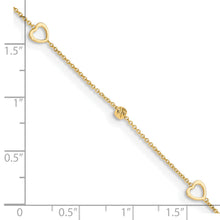 Load image into Gallery viewer, 14K Polished and Diamond-cut Hearts 10in Plus 1in ext Anklet