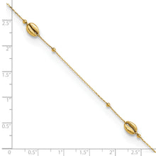 Cargar imagen en el visor de la galería, 14K Polished Shells and Bead 9in Plus 1in ext. Anklet