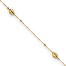 Cargar imagen en el visor de la galería, 14K Polished Shells and Bead 9in Plus 1in ext. Anklet