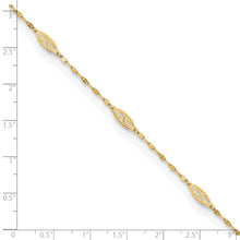 Load image into Gallery viewer, 14K Polished Fancy Filigree Link 9in Plus 1 in ext. Anklet