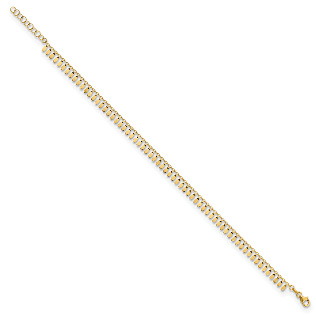 14K Polished Fancy 9in Plus 1 in ext. Anklet