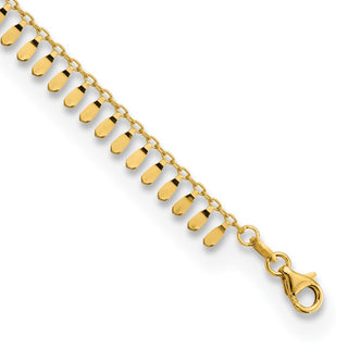 14K Polished Fancy 9in Plus 1 in ext. Anklet