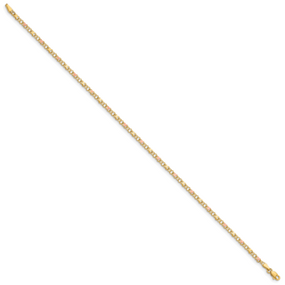 14k and Rose Rhodium X's and Hearts 10in Anklet