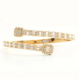 14KY 8.15CTW DIAMOND CUFF BRACELET - BAGUETTE &
