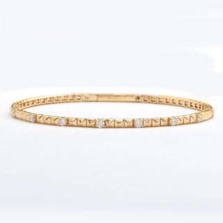 14KY 0.55CTW DIAMOND SINGLE ROW BEADED BANGLE