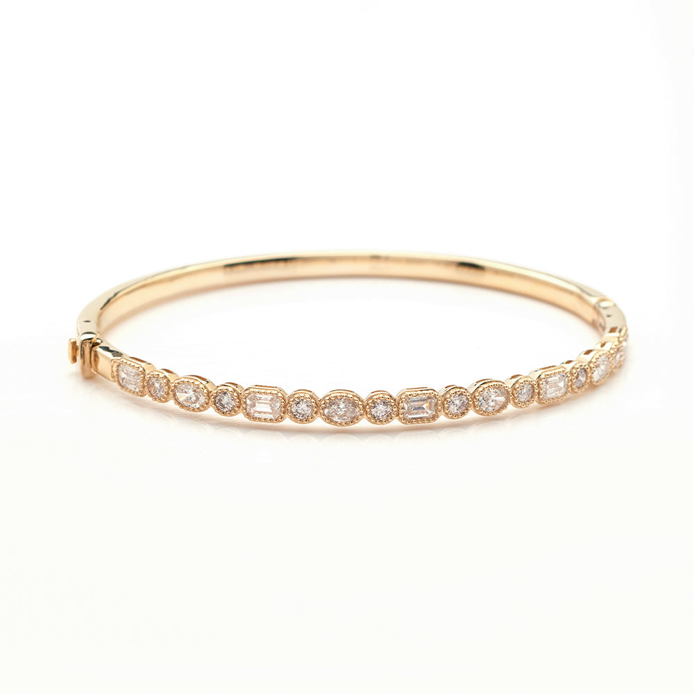 14KY 1.85CTW OVAL, EMERALD, ROUND DIAMOND BEZEL