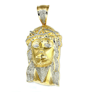 10KY 2.10CTW DIAMOND JESUS HEAD - SOLID BACK