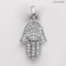 Load image into Gallery viewer, 14KW 0.15CTW DIAMOND HAMZA WITH EVIL EYE