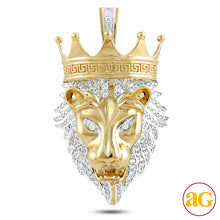 Load image into Gallery viewer, 10KY 1.25CTW DIAMOND LION HEAD WITH CROWN
