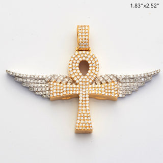 10KY+W TWO TONE 3.10CTW DIAMOND ANKH CROSS WITH