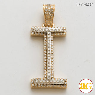 10KY+W 1.25CTW DIAMOND TWO TONE INITIAL PENDANT