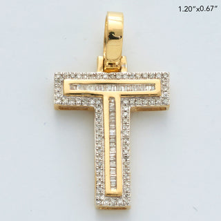 10KY 0.35CTW BAGUETTE DIAMOND INITIAL PENDANT