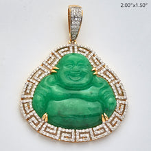 Load image into Gallery viewer, 10KY 1.60CTW DIAMOND JADE BUDDHA - GREEK KEY