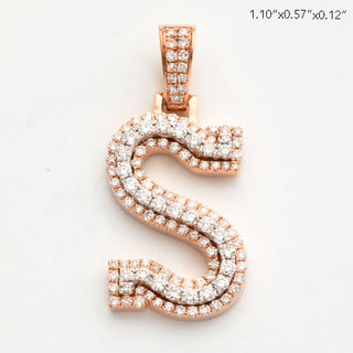 10KR 0.80CTW DIAMOND 3D TWO TONE LETTER PENDANT