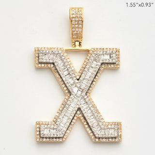 10KY 1.20CT BAGUETTE DIAMOND INITIAL PENDANT