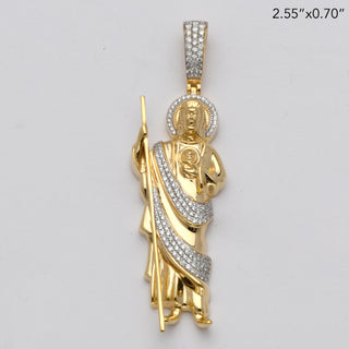 14KY 0.80CTW DIAMOND ST. JUDE PENDANT W/ HALO