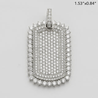14KW 4.20CTW DIAMOND DOG TAG - BUBBLE BORDER