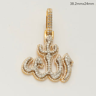 14KY+W 1.30CTW DIAMOND 3D 'ALLAH' TWO TONE PENDANT