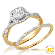 Cargar imagen en el visor de la galería, 14KY 0.55CTW DIAMOND ROUND CLUSTER BRIDAL SET WITH