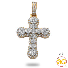 Load image into Gallery viewer, 14KY+W 2.30CTW DIAMOND ROUND CLUSTER FLARED CROSS