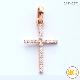 14KR 0.10CTW DIAMOND THIN CROSS PENDANT