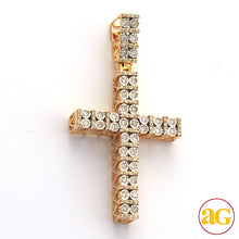 Cargar imagen en el visor de la galería, 10KY 0.60CTW ILLUSION SET DIAMOND 2-ROW CROSS