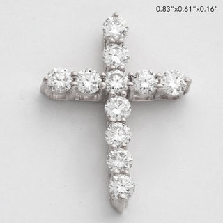 14KW 0.90CTW DIAMOND 11 STONE 3-PRONG CROSS