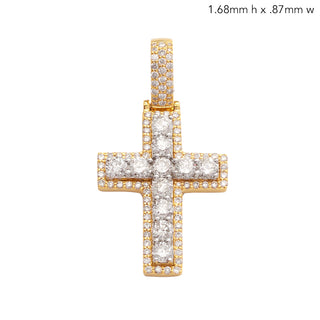 14KY+W 3.25CTW DIAMOND 2-TONE SINGLE ROW CROSS