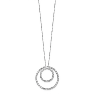 14k White Gold Diamond Fascination Double Circle Necklace