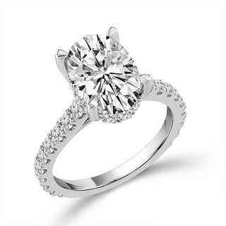 Diamond Bridal Ring 3 Ct Center OV 14k White Gold
