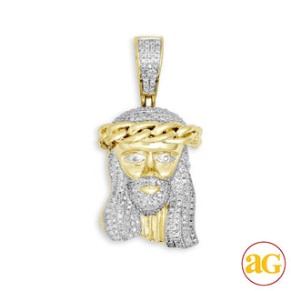10KY 0.40CTW DIAMOND MIAMI CUBAN JESUS PENDANT