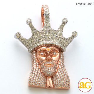 10KR+W 4.25CTW DIAMOND KING JESUS PENDANT