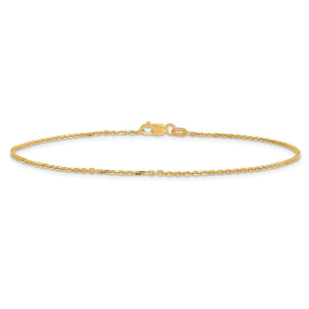 14k 1.4mm D/C Round Open Link Cable Chain Anklet