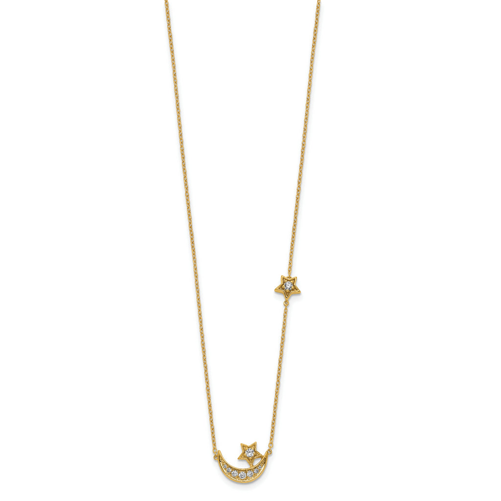 14k Moon & Star Diamond 18in Necklace