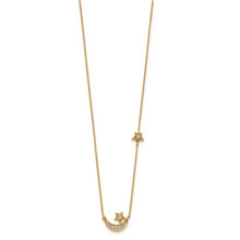 Cargar imagen en el visor de la galería, 14k Moon &amp; Star Diamond 18in Necklace