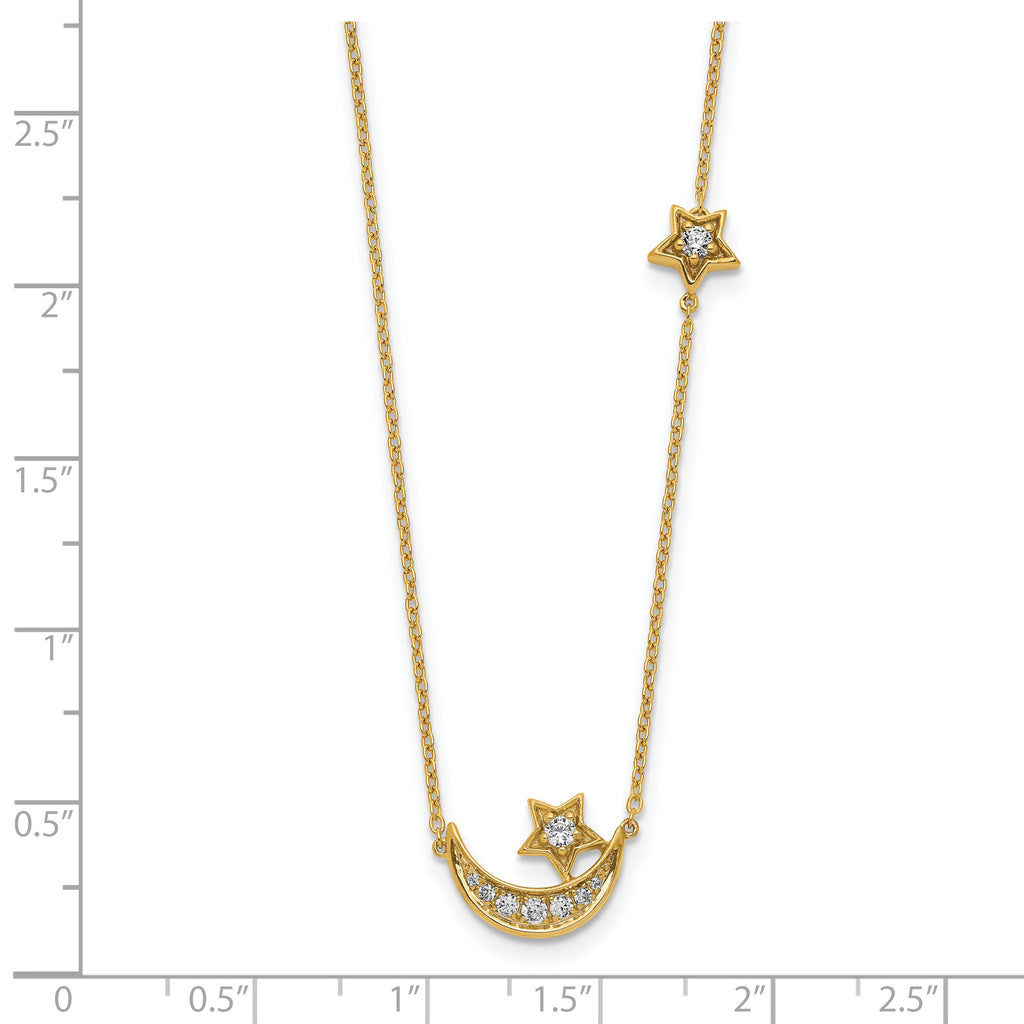 14k Moon & Star Diamond 18in Necklace