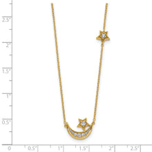 Cargar imagen en el visor de la galería, 14k Moon &amp; Star Diamond 18in Necklace