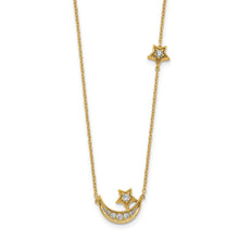 Cargar imagen en el visor de la galería, 14k Moon &amp; Star Diamond 18in Necklace