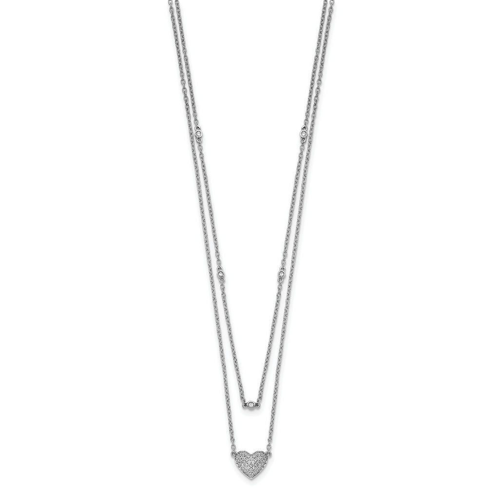 14k White Gold Double Strand Heart 18in Necklace