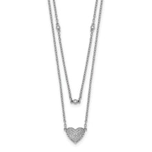 Cargar imagen en el visor de la galería, 14k White Gold Double Strand Heart 18in Necklace