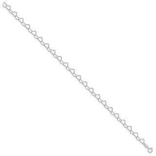Sterling Silver 0.6mm Fancy Heart Link Anklet