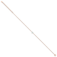 Load image into Gallery viewer, Sterling Silver Rose-tone White Cr. Opal Heart 9in Plus 2 in ext. Anklet