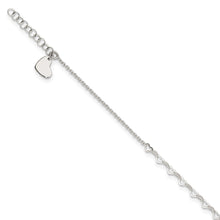 Cargar imagen en el visor de la galería, Sterling Silver Heart Link 9in Plus 1 in Ext. Anklet