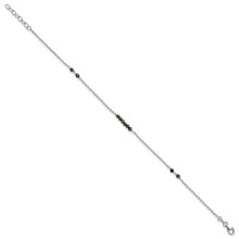 Load image into Gallery viewer, Sterling Silver Black CZ Beads 9in Plus 1 in Ext. Anklet