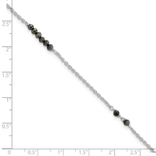 Load image into Gallery viewer, Sterling Silver Black CZ Beads 9in Plus 1 in Ext. Anklet